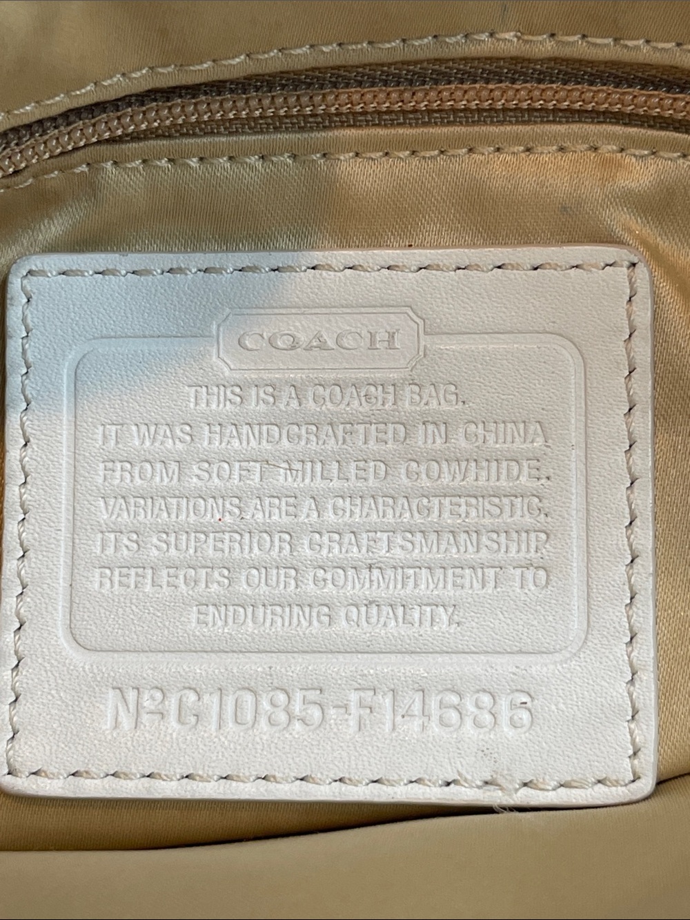 Coach G1085-F14686 Penelope Crème Pebbled Leather Tote/Shoulder Bag Ivory Cream - Picture 3 of 14